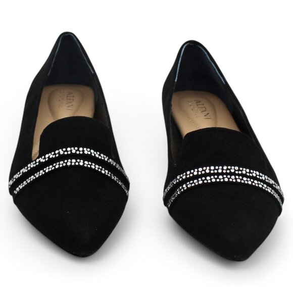 Alfani Womens Poee Strap Leather Slip on Smoking Loafers Black - Picture 2 of 8